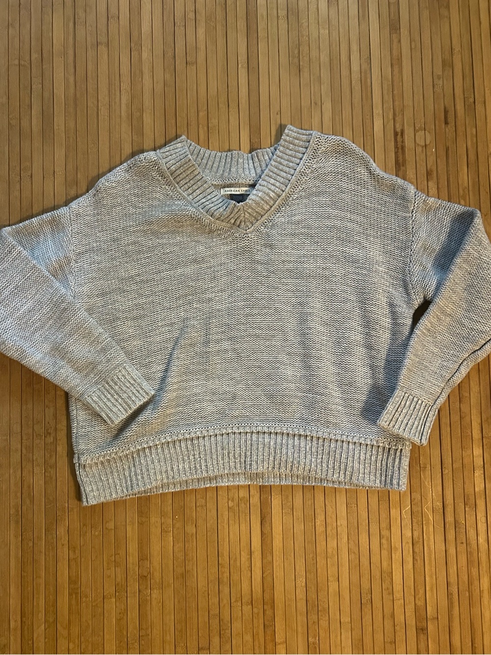 American Eagle Women's Sz XS Light Blue Chunky Preppy Cotton Sweater
